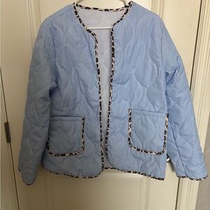 SHEIN Blue and White stripe Quilted Jacket